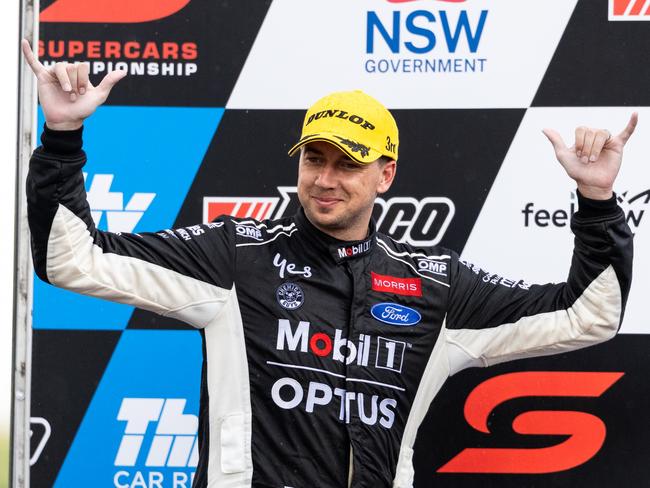 SYDNEY, AUSTRALIA - FEBRUARY 23: Chaz Mostert driver of the #25 Mobil1 Optus Racing Ford Mustang GT during the Sydney 500, part of the 2025 Supercars Championship at Sydney Motorsport Park on February 23, 2025 in Sydney, Australia. (Photo by Daniel Kalisz/Getty Images)