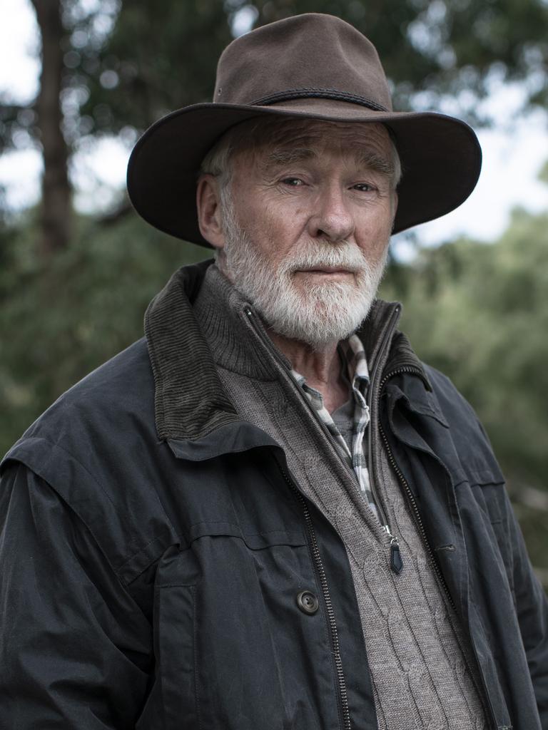 Northern Irish actor Ian McElhinney films High Country in Northeast Victoria. Picture: Supplied