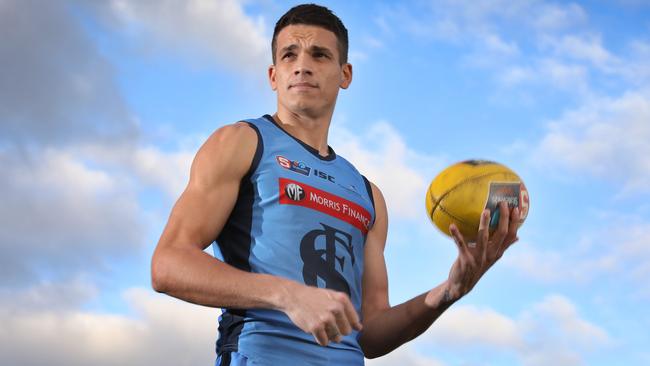 Sturt’s Ash Johnson was taken by Collingwood in the AFL mid-season draft. Picture: Dean Martin