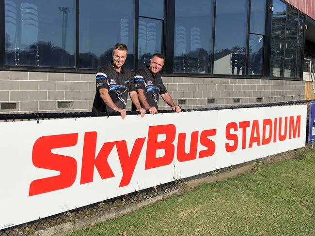 Frankston Tigersharks' new coach Tristan Lanarus (left) and coaching director Tony "Bugsy" Barry.