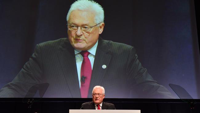 Westpac chairman John McFarlane speaks at the Westpac AGM in Melbourne. Picture: NCA NewsWire / Nicki Connolly