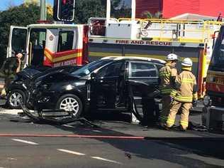 Three people have been injured after a multi-vehicle crash on the intersection of West St and James St. . Picture: Bev Lacey