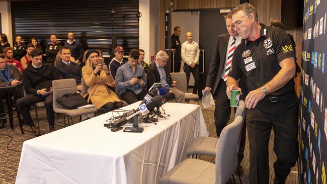 Alan Richardson addresses the media after parting ways with the Saints. Picture: AAP Images