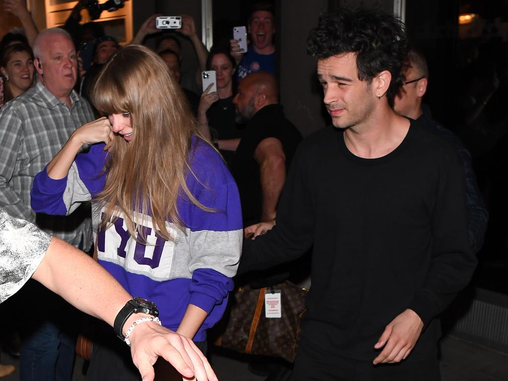 Taylor Swift and Matty Healy seen leaving 'The Electric Lady' studio in Manhattan on May 16, 2023. Picture: Robert Kamau/GC Images