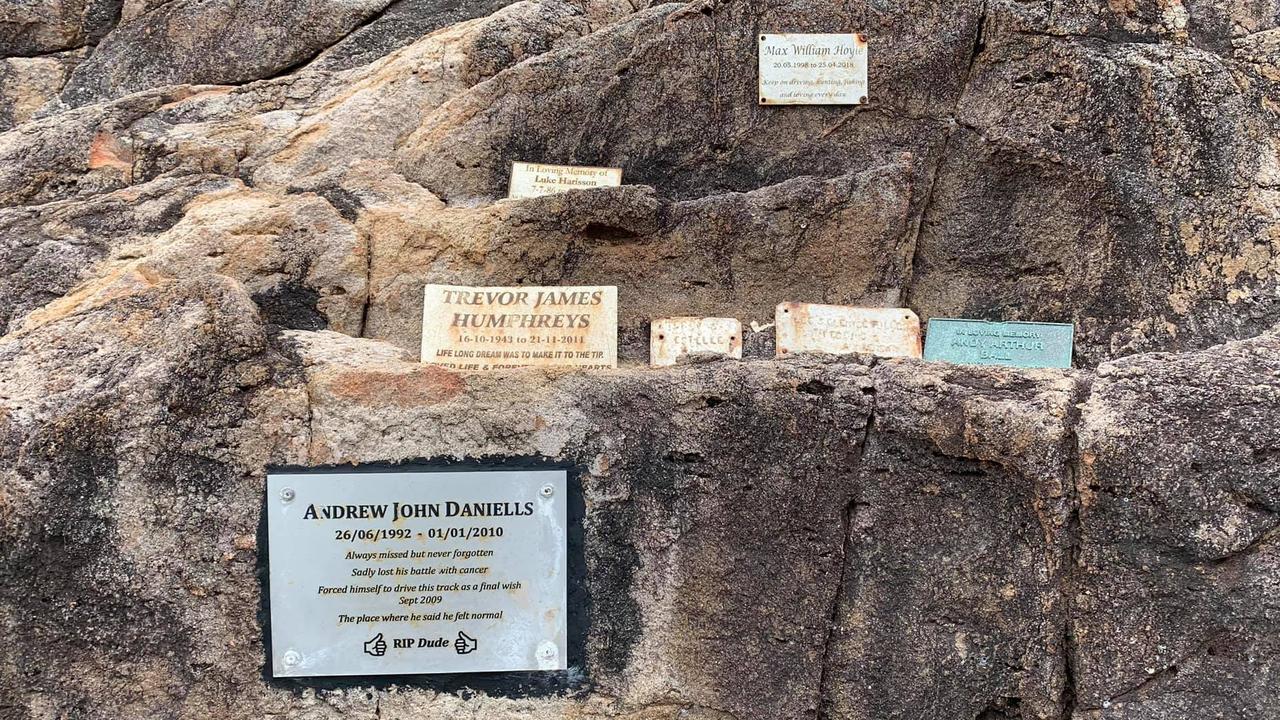 Memorial plaques at the Tip of Cape York mark the cliff face near the Tip walking trail car park have since been removed. Picture: SHANTELL KENNELL