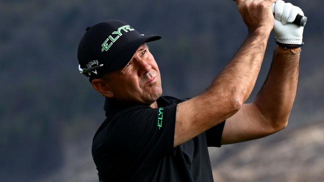 QUEENSTOWN, NEW ZEALAND - FEBRUARY 27: Former Australian cricketer Ricky Ponting of Australia plays a tee shot during day 1 of the 2025 New Zealand Open at Millbrook Resort on February 27, 2025 in Queenstown, New Zealand. (Photo by Hannah Peters/Getty Images)