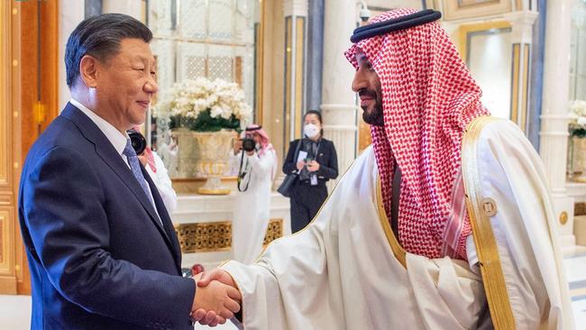 Saudi Crown Prince Mohammed bin Salman shaking hands with Chinese President Xi Jinping during the China-Arab Summit in the Saudi capital Riyadh, on December 9, 2022. Picture: AFP Photo