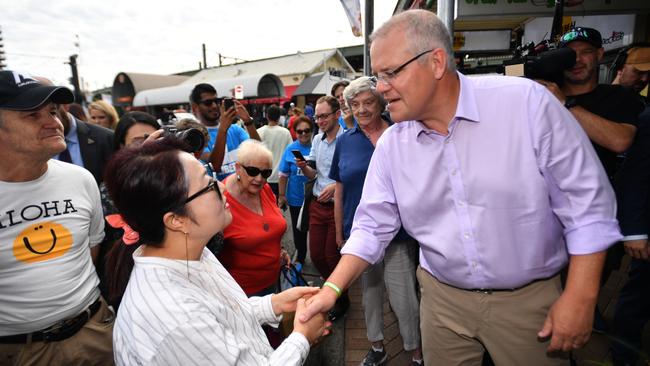 Prime Minister Scott Morrison meets locals in Strathfield in Sydney’s west. Picture: AAP/Mick Tsikas