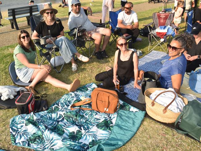 Kerry Sibson, Emily Van Der Walt, Kerry Doig and Aminah Hart at the San Remo Christmas Carols at the foreshore on Friday, December 20, 2024. Picture: Jack Colantuono