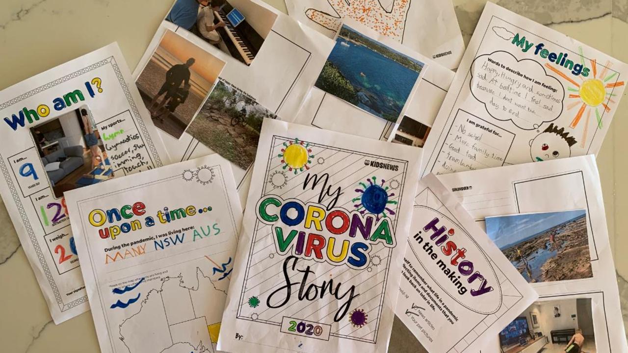 Oscar has put a lot of effort into gathering information, photos and items for his coronavirus time capsule. Picture: Justin Lloyd