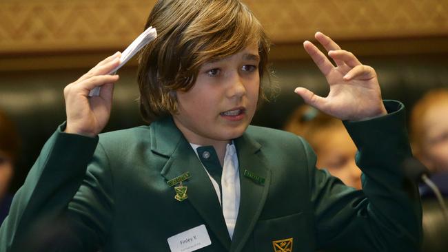 Finley York, from Curl Curl North Public School delivers his speech.