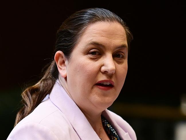 Member for Holsworthy Melanie Gibbons speaks during debate on the Crime Amendment Bill at New South Wales Parliament House in Sydney, Tuesday, June 16, 2020. (AAP Image/Joel Carrett) NO ARCHIVING