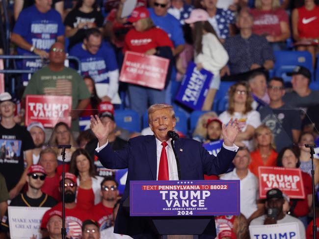 Donald Trump slammed Kamala Harris in his speech. Picture: Getty Images via AFP