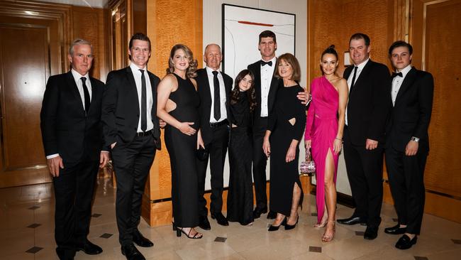 Jonathan Brown with his mum Mary and other loved ones at his AFL Hall of Fame induction.