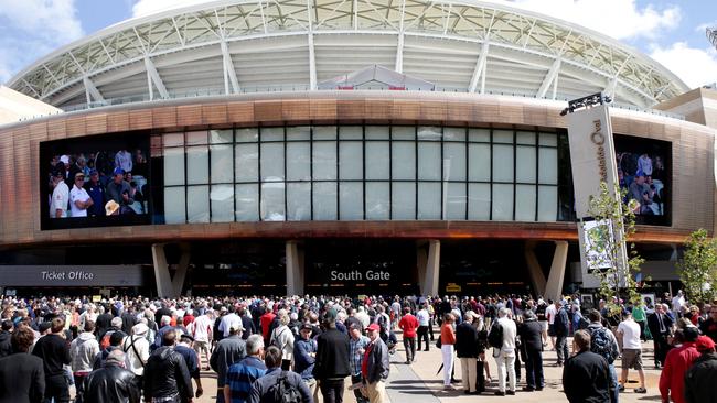 Crowds flock in to the new Southern Stand before the start of play. Picture: Calum Robertson