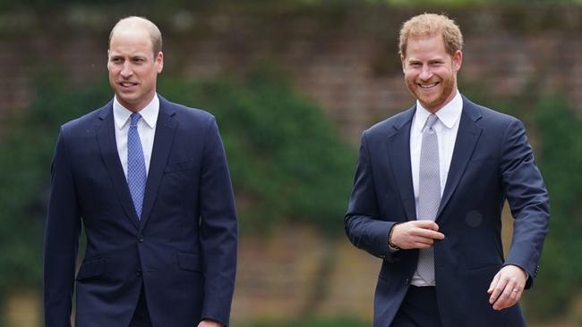 Prince William, Duke of Cambridge and Prince Harry, Duke of Sussex at the unveiling of Princess Diana’s statue at Kensington Palace last week. Picture: Yui Mok – WPA Pool/Getty Images