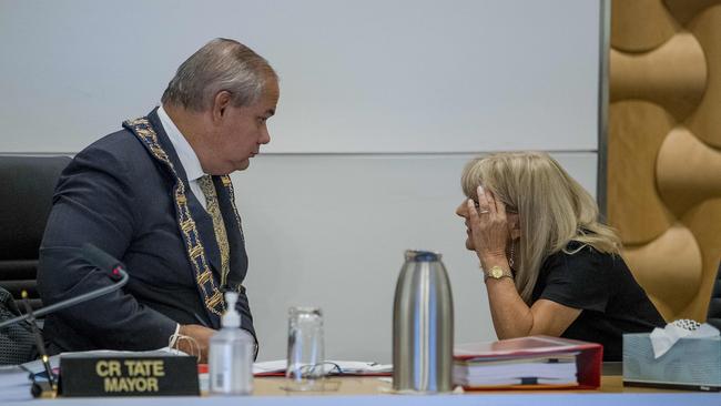 Mayor Tom Tate and Deputy Mayor Donna Gates at a council meeting — they are both facing last minute sign up of candidates. Picture: Jerad Williams.