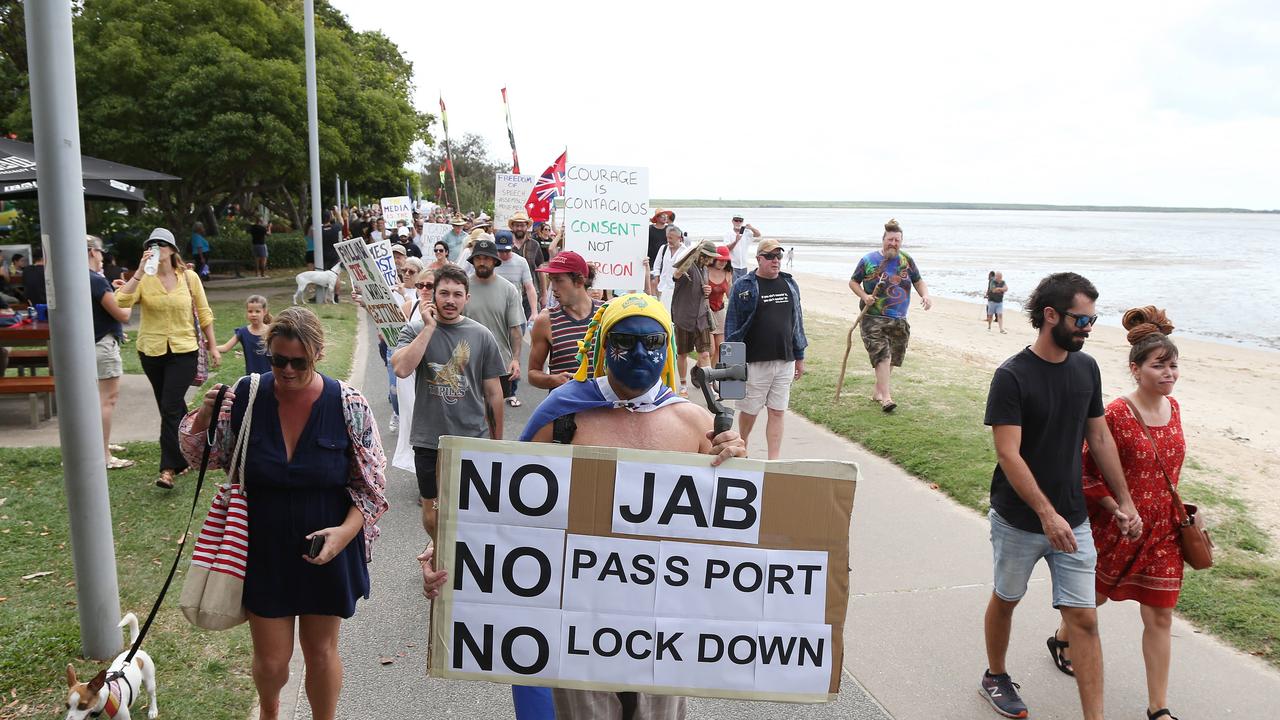 Josh Cavallaro of Palm Cove marched down the Esplanade with the large crowd that attended the rally. PICTURE: Brendan Radke