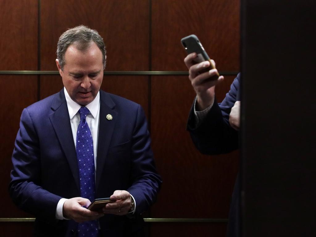 U.S. House Intelligence Committee Chairman Adam Schiff (D-CA) as he takes an elevator to leave after a closed mark-up meeting of the report on the impeachment inquiry into President Donald Trump on December 3 on Capitol Hill in Washington, DC.