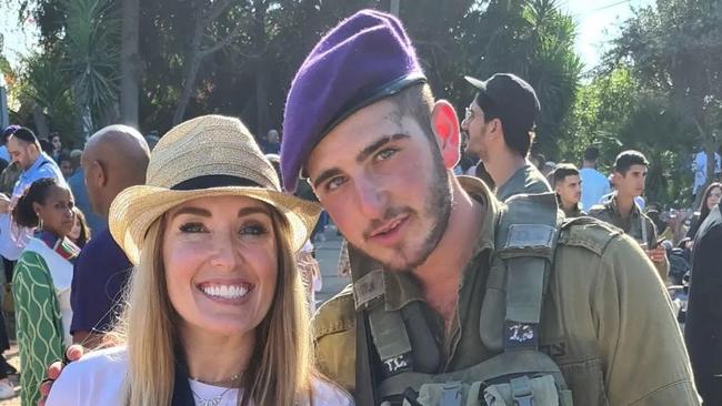 Australia-born Galit Gershowitz and her Sydney-raised son Tzvika, 20, who is an IDF sniper near the Gaza frontlines.