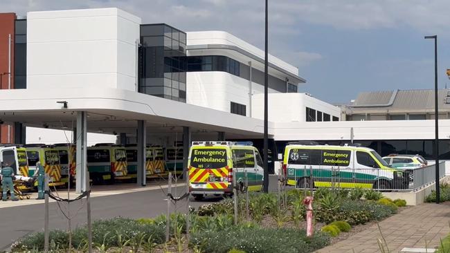 Ambulances ramping at Lyell McEwin Hospital on September 18.