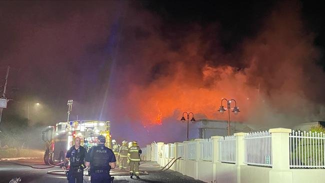 Fire destroyed the Oasis Church. Photo: Queensland Ambulance Service