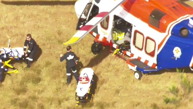 A pilot has died and one passenger injured after a light aircraft crash-landed on a private property in Central Victoria. Picture: Nine News