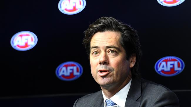 Gillon McLachlan speaks to the media on Tuesday. Pic: Getty Images