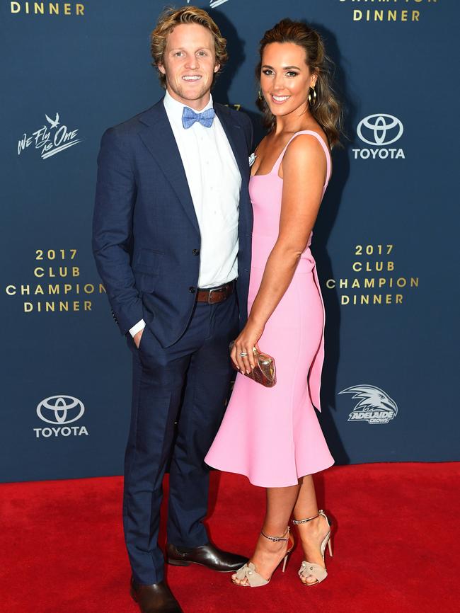 Rory Sloane and Belinda Sloane at the Crows’ club champion awards. Picture: Tom Huntley