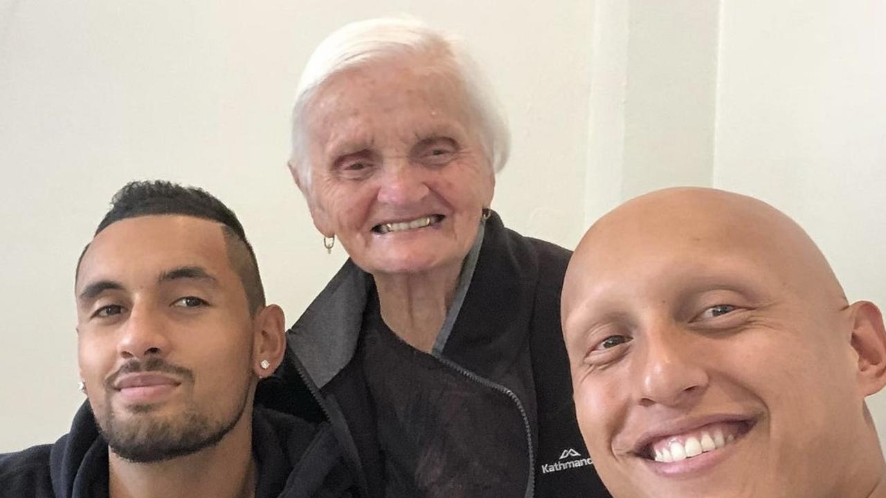 Nick Kyrgios with his paternal grandma and brother Christos.