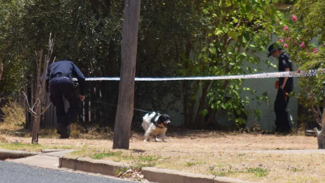 Police at the scene of the Chinchilla residence in question. Picture: Peta McEachern