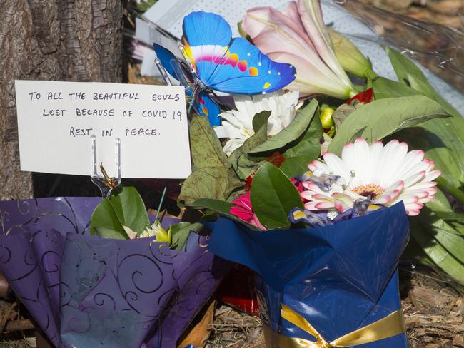 Flowers outside Newmarch House. Picture: Damian Shaw