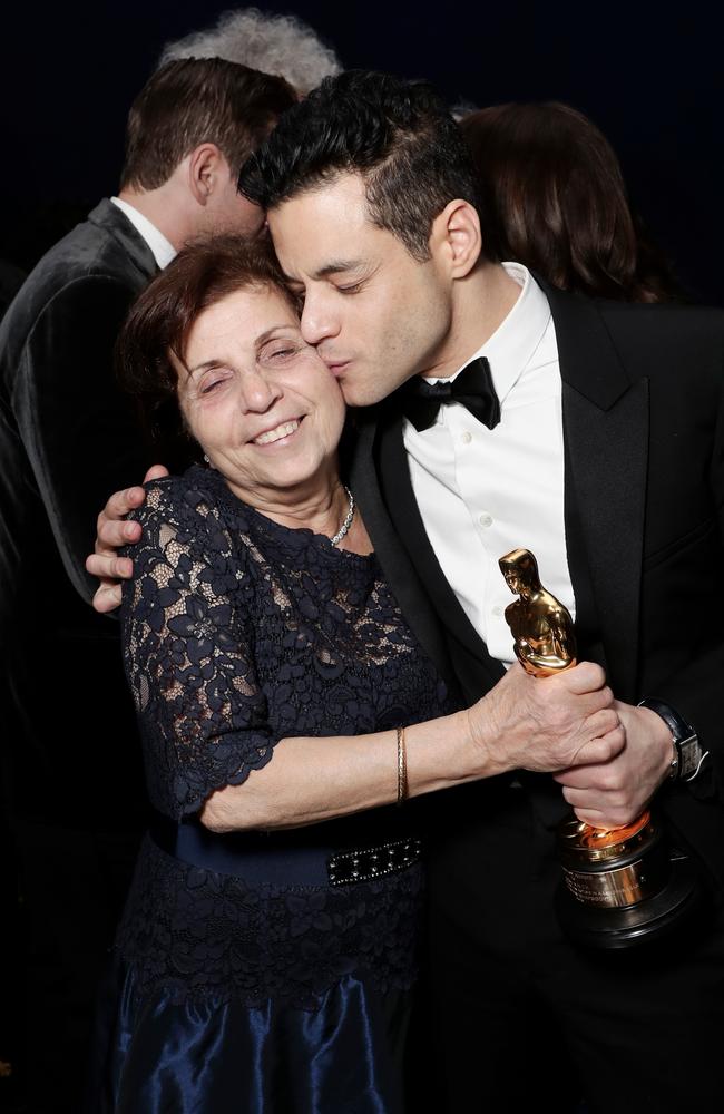 Rami Malek celebrates with his proud mum Nelly Malek at the official Fox after party. Picture:Todd Williamson / JanuaryImages / REX / Shutterstock 