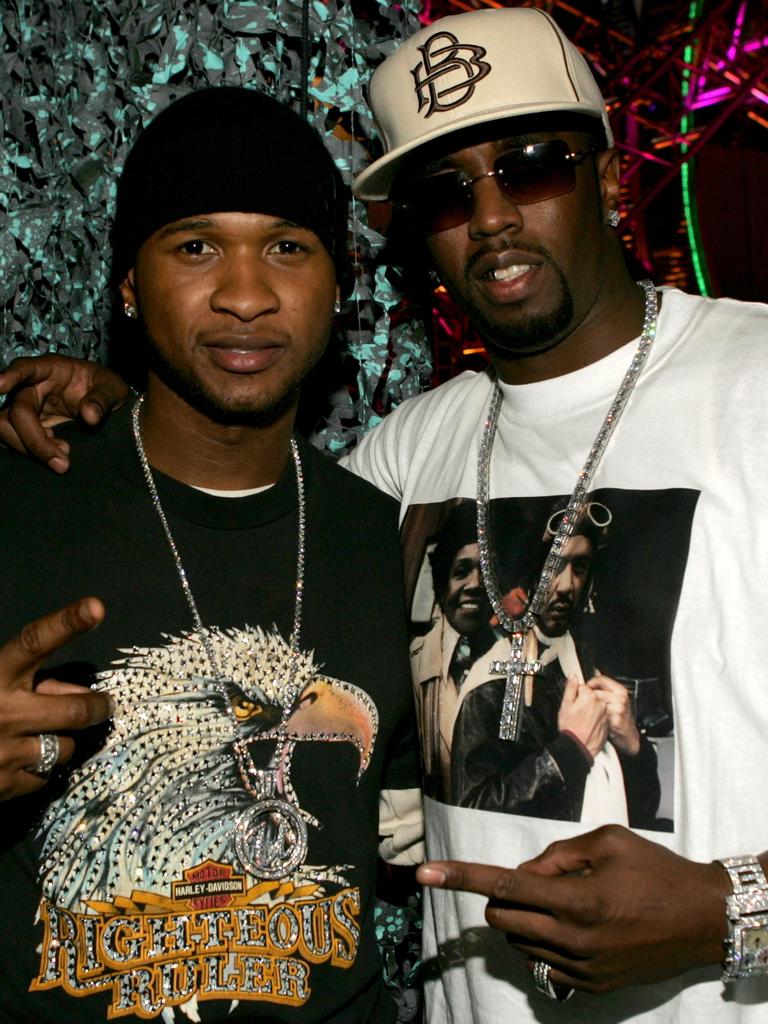 Singer Usher and Sean Combs pose backstage during the VH1 Big in 2004. Picture: Getty Images