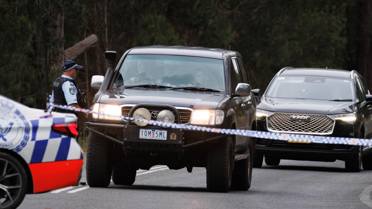 The family of Jesse Baird and Luke Davies arrive at a crime scene on Jerrara Rd, Bungonia. Picture: NCA NewsWire / Max Mason-Hubers