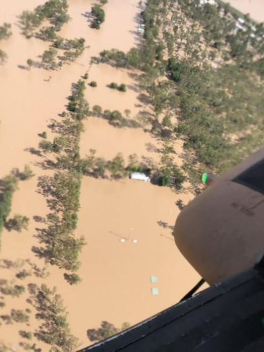 A photo taken from the helicopter of the flood devastation. Picture: Twitter