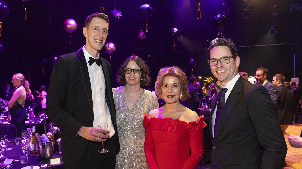 At St Andrew's Toowoomba Hospital Ball are (from left) Caleb Mengel, Jessica Mengel, Annette Scott and Liam Flynn at The Empire on Friday, November 1, 2024. Picture: Kevin Farmer