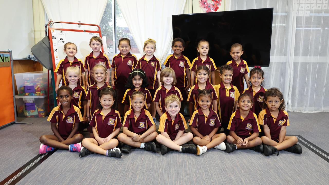 My First Year 2025 - Edge Hill State School Prep Class E. From back row: Harper, Harley, Ayesha, Iyla, Ronald, Kiana, Xavier. Adaline, Malou, Aavani, Peta, Remy, Phillip, Armani. Mary, Karen, Joyce, Hayden, Storm, Amanii, Luther. Picture: Brendan Radke