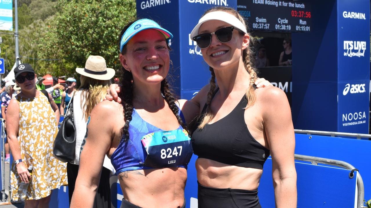 Grace Haydock and Claire Wood at the Garmin Noosa Triathlon on October 30, 2022. Picture: Sam Turner