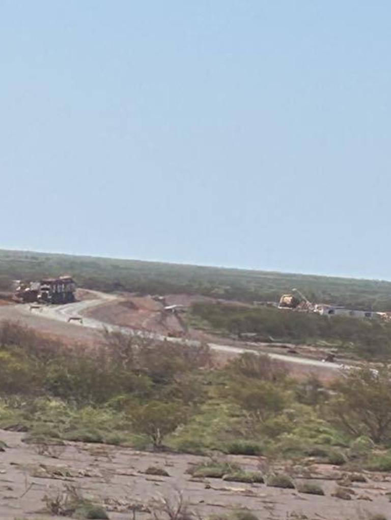 The scene of an accident involving a MinRes jumbo road train.
