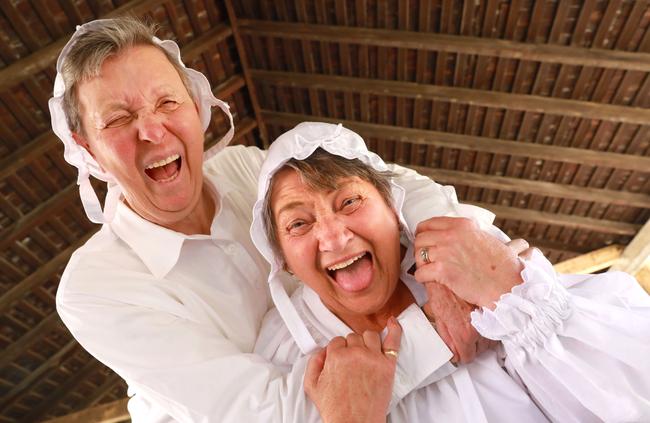 Pauline Garmonsway and Lynette Watkins are friends of the Parramatta Female Factory, reliving the riot as part of the city’s Riot Day. Picture: Angelo Velardo