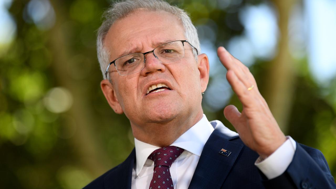 Prime Minister Scott Morrison speaks during a press conference. Picture: NCA NewsWire / Dan Peled