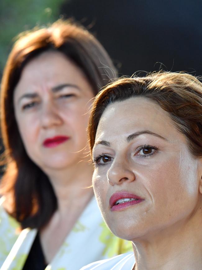 Jackie Trad (front) with Annastacia Palaszczuk. Picture: Darren England/AAP