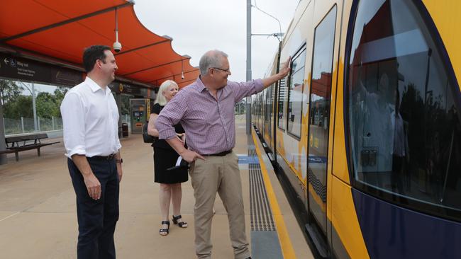 Prime Minister Scott Morrison is seen during the announcement of stage 3 of the Gold Coast light rail on the Gold Coast, Monday, November 5, 2018. Picture: AAP Image/Tim Marsden