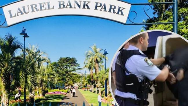 Man arrested at Laurel Bank Park Toowoomba on Thursday morning, October 20.