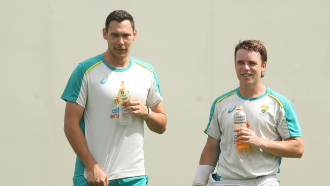 Scott Boland and Marcus Harris. Photo by Mark Metcalfe/Getty Images