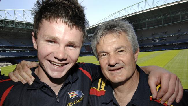 Patrick Dangerfield with Adelaide coach Neil Craig after being drafted in 2007.