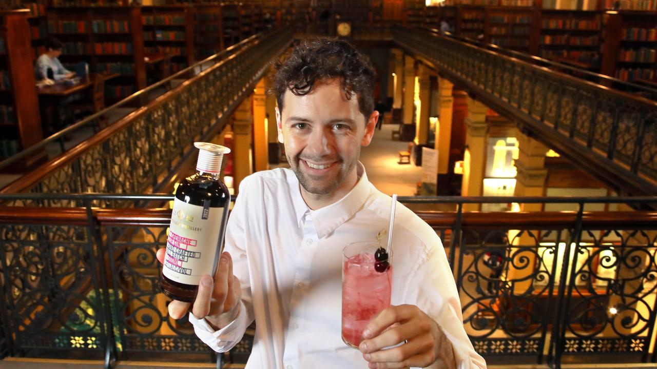 Storytellers Distillery head distiller Lachlan Gunner inside Mortlock Chamber at State Library of South Australia. Picture: Dean Martin