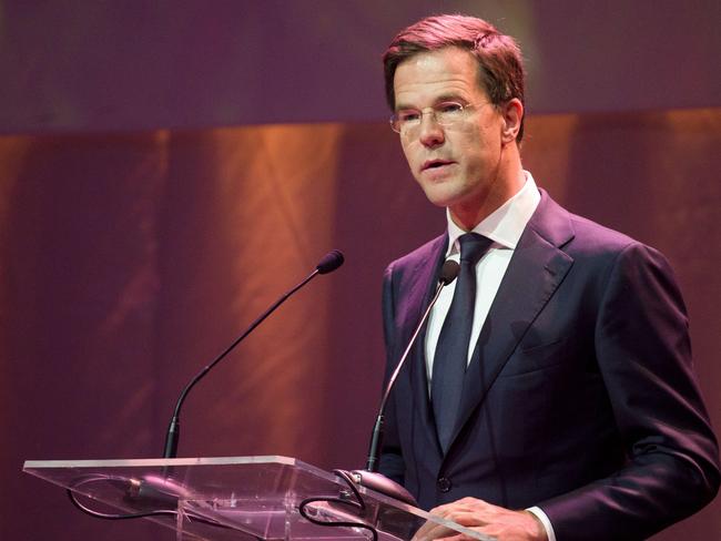 Dutch Prime Minister Mark Rutte appealed to Russian Preident Vladmiri Putin before the vote, however the Russian leader vetoed the resolution to establish a criminal tribunal. Picture: AFP/Pool/Frank Van Beek