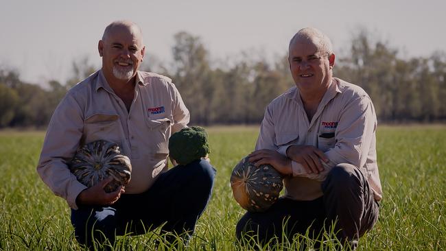 David and Andrew Moon grow onion, garlic, pumpkin, broccoli and sweet corn on their farm at St George in southwest Queensland. Picture: Dust to Dawn Photography / AusVeg